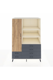 Kronos Dolap 7 Raflı 6 Çekmeceli Tek Kapaklı 132x59x195 Aytaşı-Çam/Antrasit