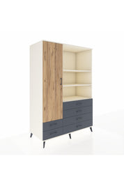 Kronos Dolap 7 Raflı 6 Çekmeceli Tek Kapaklı 132x59x195 Aytaşı-Çam/Antrasit