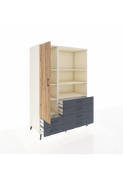 Kronos Dolap 7 Raflı 6 Çekmeceli Tek Kapaklı 132x59x195 Aytaşı-Çam/Antrasit