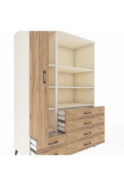 Kronos Dolap 7 Raflı 6 Çekmeceli Tek Kapaklı 132x59x195 Aytaşı-Çam/Çam