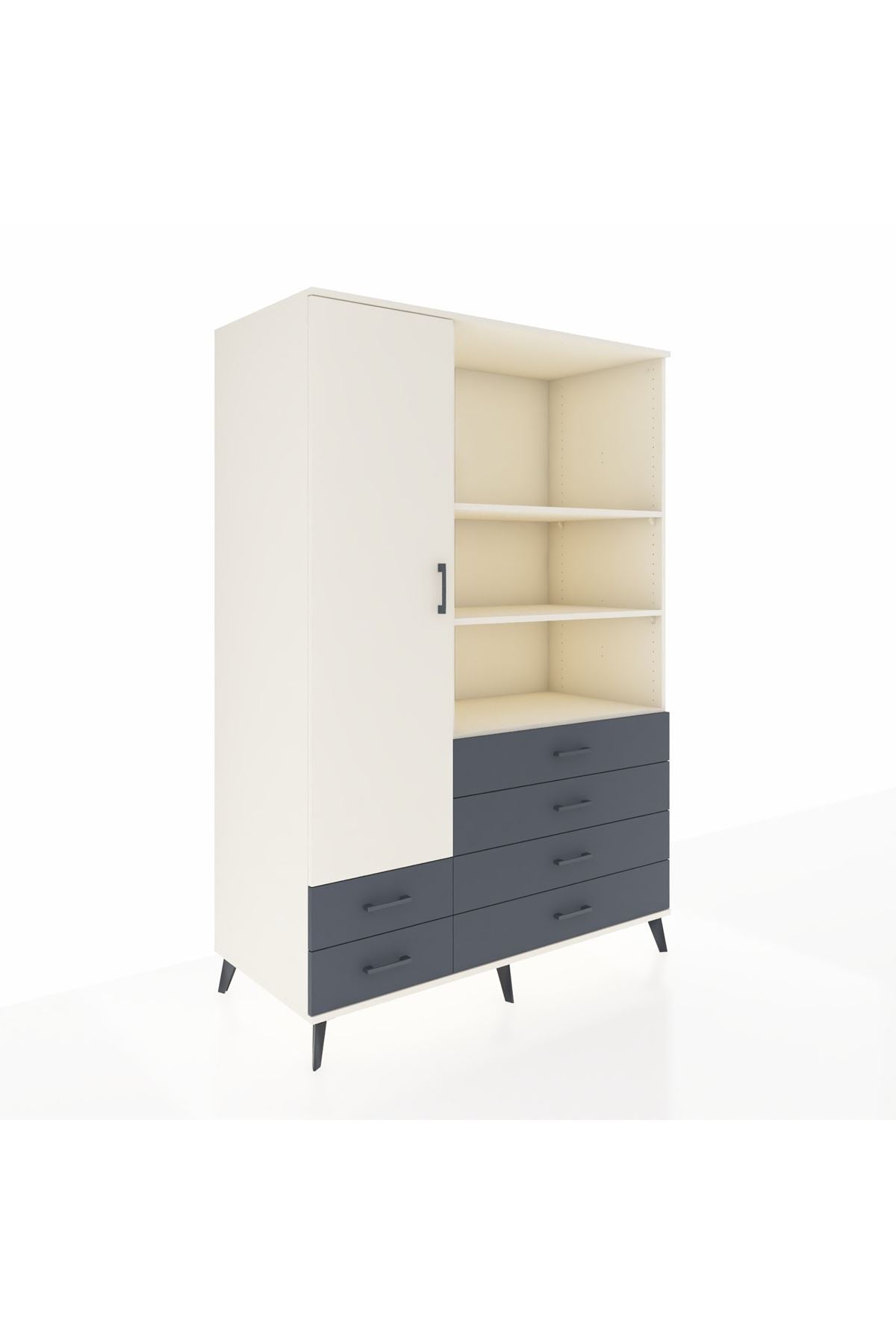 Kronos Dolap 7 Raflı 6 Çekmeceli Tek Kapaklı 132x59x195 Aytaşı-Aytaşı/Antrasit