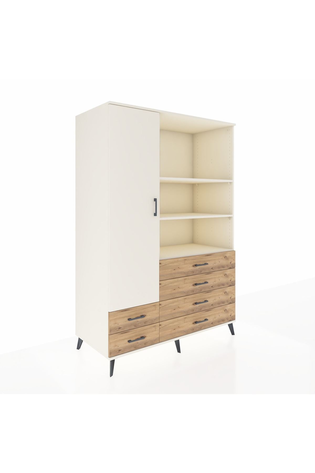 Kronos Dolap 7 Raflı 6 Çekmeceli Tek Kapaklı 132x59x195 Aytaşı-Aytaşı/Çam