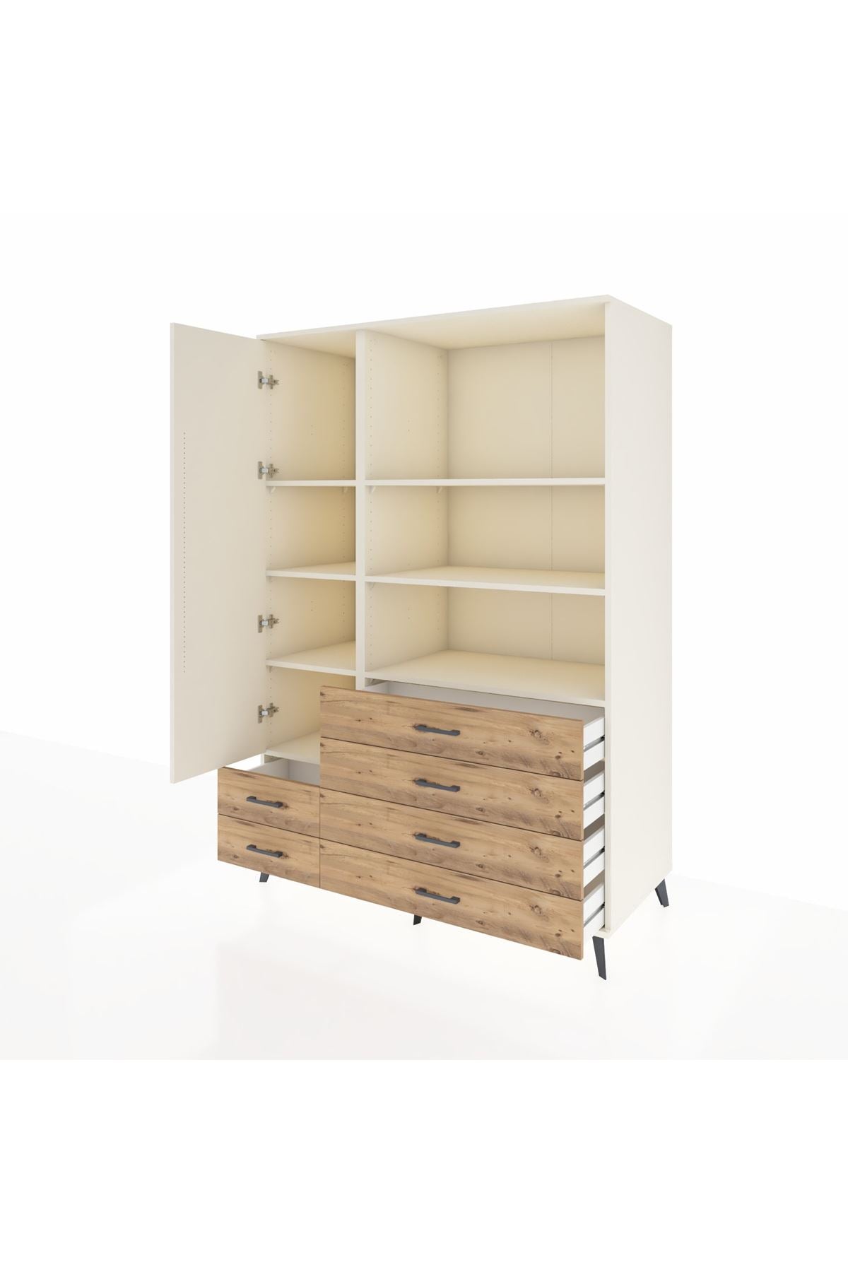 Kronos Dolap 7 Raflı 6 Çekmeceli Tek Kapaklı 132x59x195 Aytaşı-Aytaşı/Çam