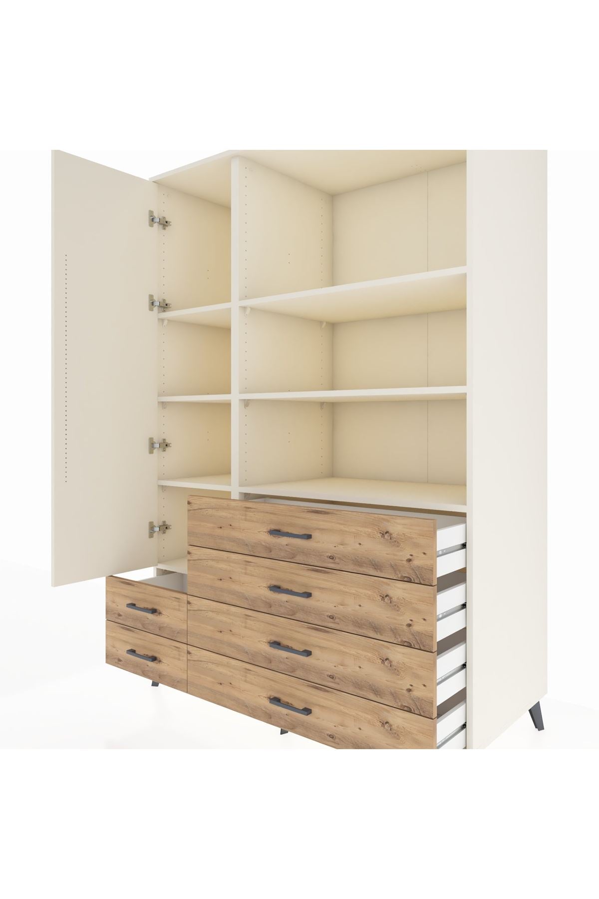 Kronos Dolap 7 Raflı 6 Çekmeceli Tek Kapaklı 132x59x195 Aytaşı-Aytaşı/Çam