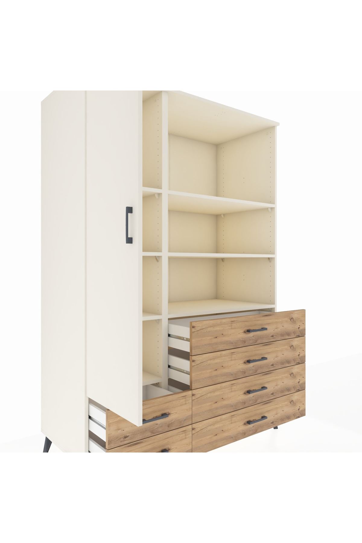 Kronos Dolap 7 Raflı 6 Çekmeceli Tek Kapaklı 132x59x195 Aytaşı-Aytaşı/Çam