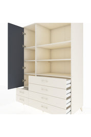 Kronos Dolap 7 Raflı 6 Çekmeceli Tek Kapaklı 132x59x195 Aytaşı-Antrasit/Aytaşı