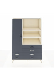 Kronos Dolap 7 Raflı 6 Çekmeceli Tek Kapaklı 132x59x195 Aytaşı-Antrasit/Antrasit