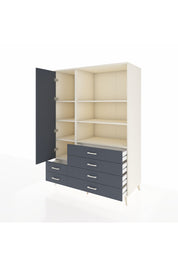 Kronos Dolap 7 Raflı 6 Çekmeceli Tek Kapaklı 132x59x195 Aytaşı-Antrasit/Antrasit