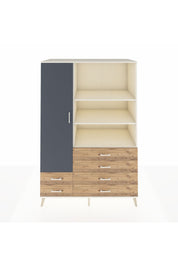 Kronos Dolap 7 Raflı 6 Çekmeceli Tek Kapaklı 132x59x195 Aytaşı-Antrasit/Çam