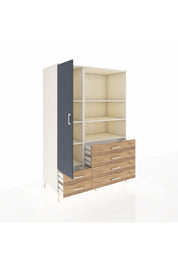 Kronos Dolap 7 Raflı 6 Çekmeceli Tek Kapaklı 132x59x195 Aytaşı-Antrasit/Çam