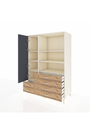 Kronos Dolap 7 Raflı 6 Çekmeceli Tek Kapaklı 132x59x195 Aytaşı-Antrasit/Çam