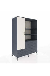 Kronos Dolap 7 Raflı 6 Çekmeceli Tek Kapaklı 132x59x195 Antrasit-Aytaşı/Antrasit