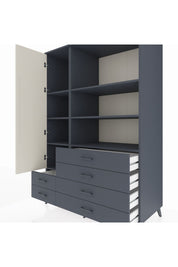 Kronos Dolap 7 Raflı 6 Çekmeceli Tek Kapaklı 132x59x195 Antrasit-Aytaşı/Antrasit