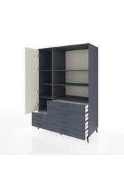 Kronos Dolap 7 Raflı 6 Çekmeceli Tek Kapaklı 132x59x195 Antrasit-Aytaşı/Antrasit