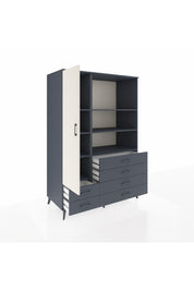 Kronos Dolap 7 Raflı 6 Çekmeceli Tek Kapaklı 132x59x195 Antrasit-Aytaşı/Antrasit