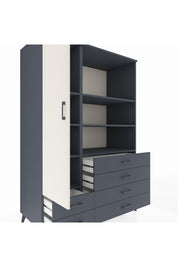 Kronos Dolap 7 Raflı 6 Çekmeceli Tek Kapaklı 132x59x195 Antrasit-Aytaşı/Antrasit