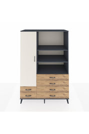 Kronos Dolap 7 Raflı 6 Çekmeceli Tek Kapaklı 132x59x195 Antrasit-Aytaşı/Çam