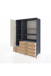 Kronos Dolap 7 Raflı 6 Çekmeceli Tek Kapaklı 132x59x195 Antrasit-Aytaşı/Çam