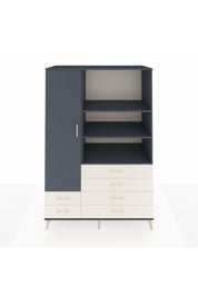 Kronos Dolap 7 Raflı 6 Çekmeceli Tek Kapaklı 132x59x195 Antrasit-Antrasit/Aytaşı