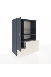 Kronos Dolap 7 Raflı 6 Çekmeceli Tek Kapaklı 132x59x195 Antrasit-Antrasit/Aytaşı