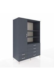 Kronos Dolap 7 Raflı 6 Çekmeceli Tek Kapaklı 132x59x195 Antrasit-Antrasit/Antrasit