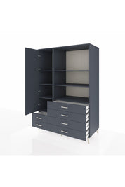 Kronos Dolap 7 Raflı 6 Çekmeceli Tek Kapaklı 132x59x195 Antrasit-Antrasit/Antrasit