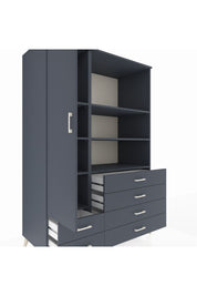 Kronos Dolap 7 Raflı 6 Çekmeceli Tek Kapaklı 132x59x195 Antrasit-Antrasit/Antrasit