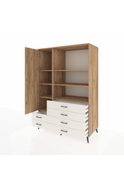 Kronos Dolap 7 Raflı 6 Çekmeceli Tek Kapaklı 132x59x195 Çam-Çam/Aytaşı