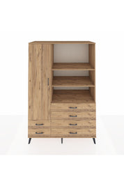 Kronos Dolap 7 Raflı 6 Çekmeceli Tek Kapaklı 132x59x195 Çam-Çam/Çam