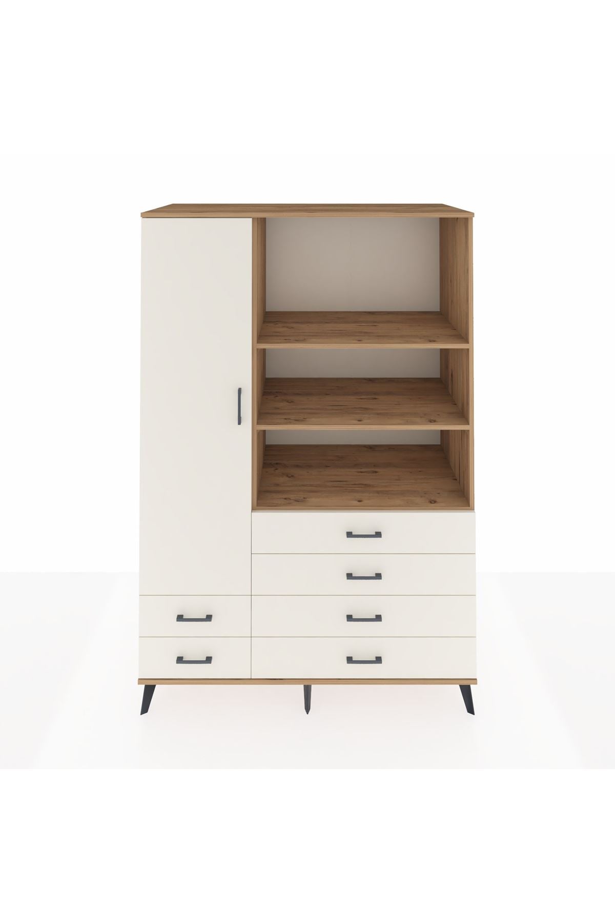 Kronos Dolap 7 Raflı 6 Çekmeceli Tek Kapaklı 132x59x195 Çam-Aytaşı/Aytaşı