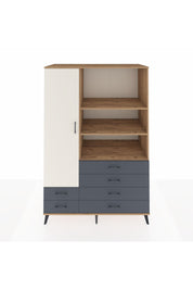 Kronos Dolap 7 Raflı 6 Çekmeceli Tek Kapaklı 132x59x195 Çam-Aytaşı/Antrasit