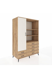 Kronos Dolap 7 Raflı 6 Çekmeceli Tek Kapaklı 132x59x195 Çam-Aytaşı/Çam