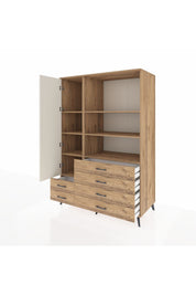 Kronos Dolap 7 Raflı 6 Çekmeceli Tek Kapaklı 132x59x195 Çam-Aytaşı/Çam