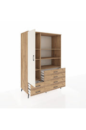 Kronos Dolap 7 Raflı 6 Çekmeceli Tek Kapaklı 132x59x195 Çam-Aytaşı/Çam