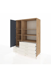 Kronos Dolap 7 Raflı 6 Çekmeceli Tek Kapaklı 132x59x195 Çam-Antrasit/Aytaşı