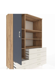 Kronos Dolap 7 Raflı 6 Çekmeceli Tek Kapaklı 132x59x195 Çam-Antrasit/Aytaşı