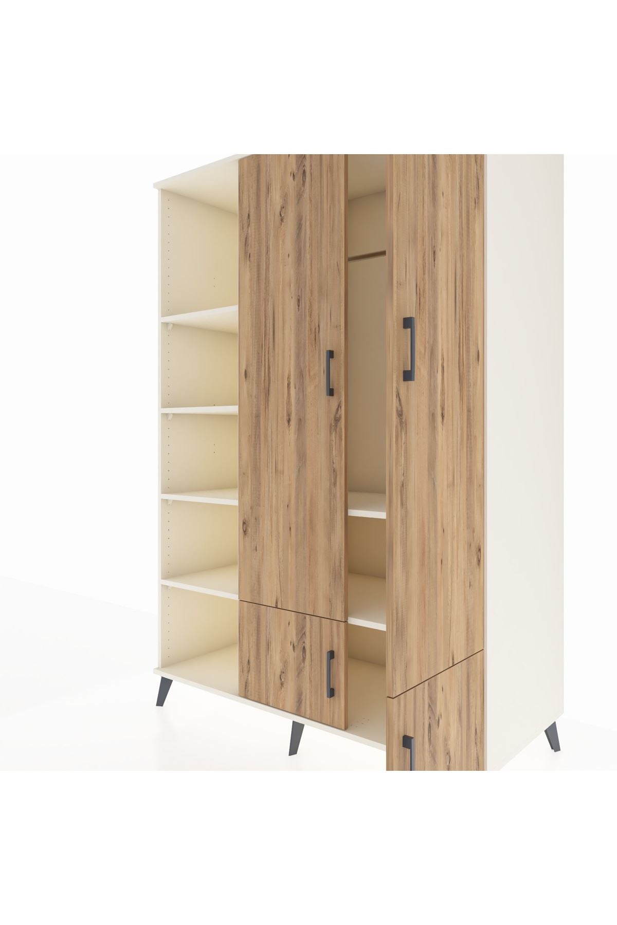 Kronos Dolap 6 Raflı 4 Kapaklı Tek Askılı 132x59x195 Aytaşı-Çam/Aytaşı