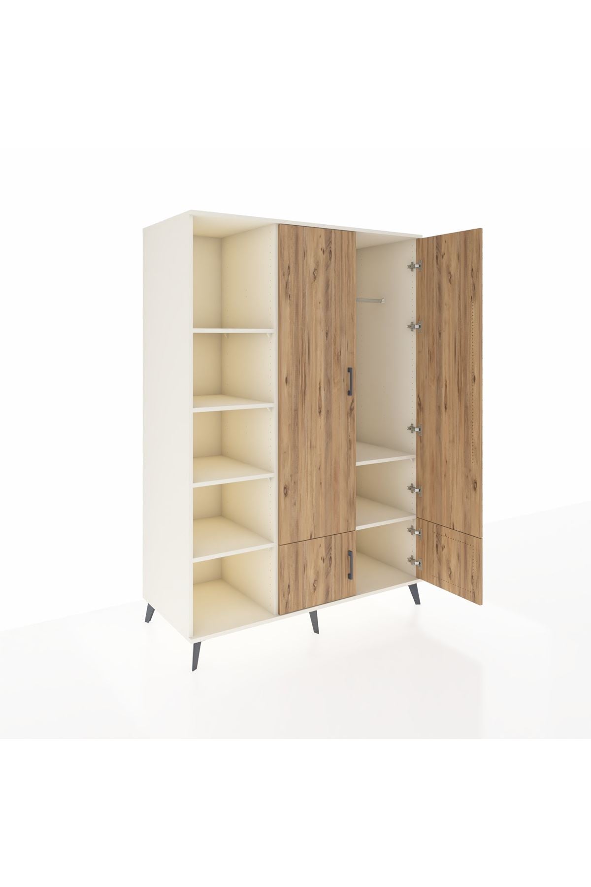 Kronos Dolap 6 Raflı 4 Kapaklı Tek Askılı 132x59x195 Aytaşı-Çam/Aytaşı