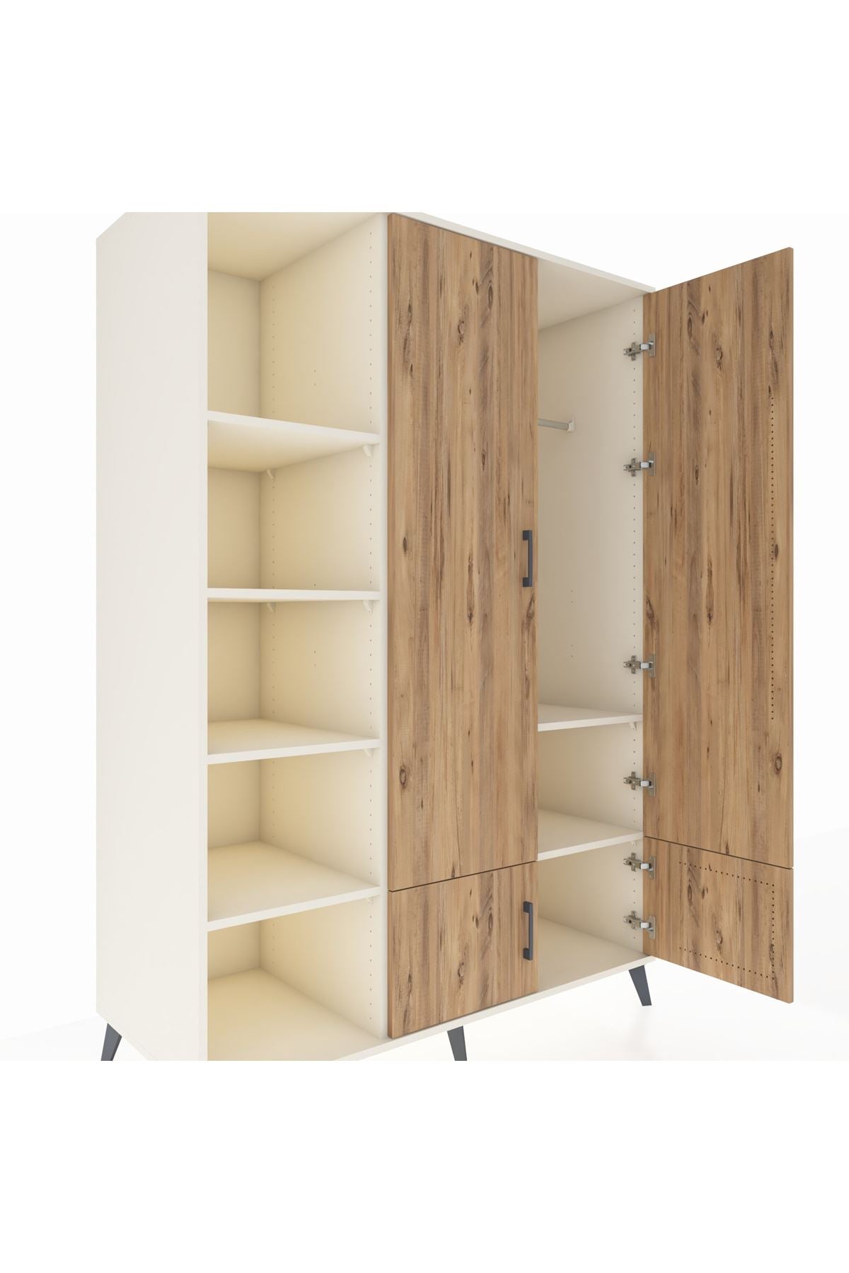 Kronos Dolap 6 Raflı 4 Kapaklı Tek Askılı 132x59x195 Aytaşı-Çam/Aytaşı