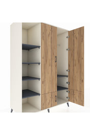 Kronos Dolap 6 Raflı 4 Kapaklı Tek Askılı 132x59x195 Aytaşı-Çam/Antrasit