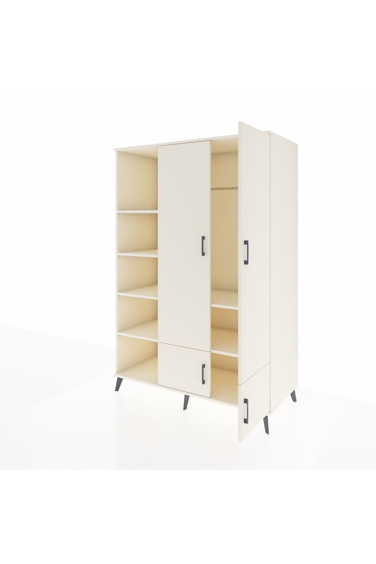 Kronos Dolap 6 Raflı 4 Kapaklı Tek Askılı 132x59x195 Aytaşı-Aytaşı/Aytaşı