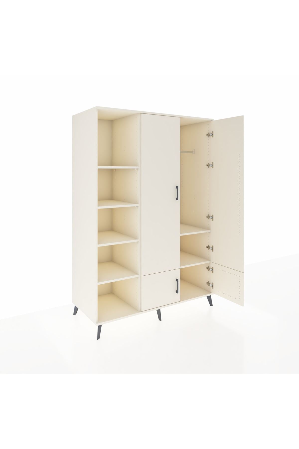 Kronos Dolap 6 Raflı 4 Kapaklı Tek Askılı 132x59x195 Aytaşı-Aytaşı/Aytaşı