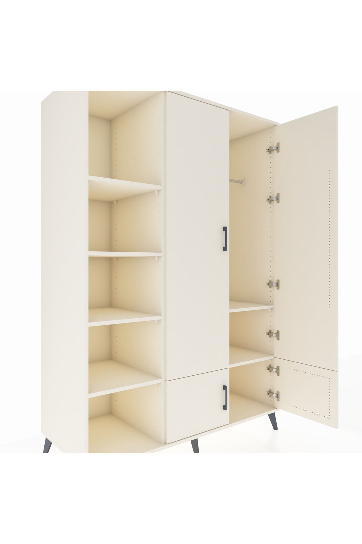 Kronos Dolap 6 Raflı 4 Kapaklı Tek Askılı 132x59x195 Aytaşı-Aytaşı/Aytaşı