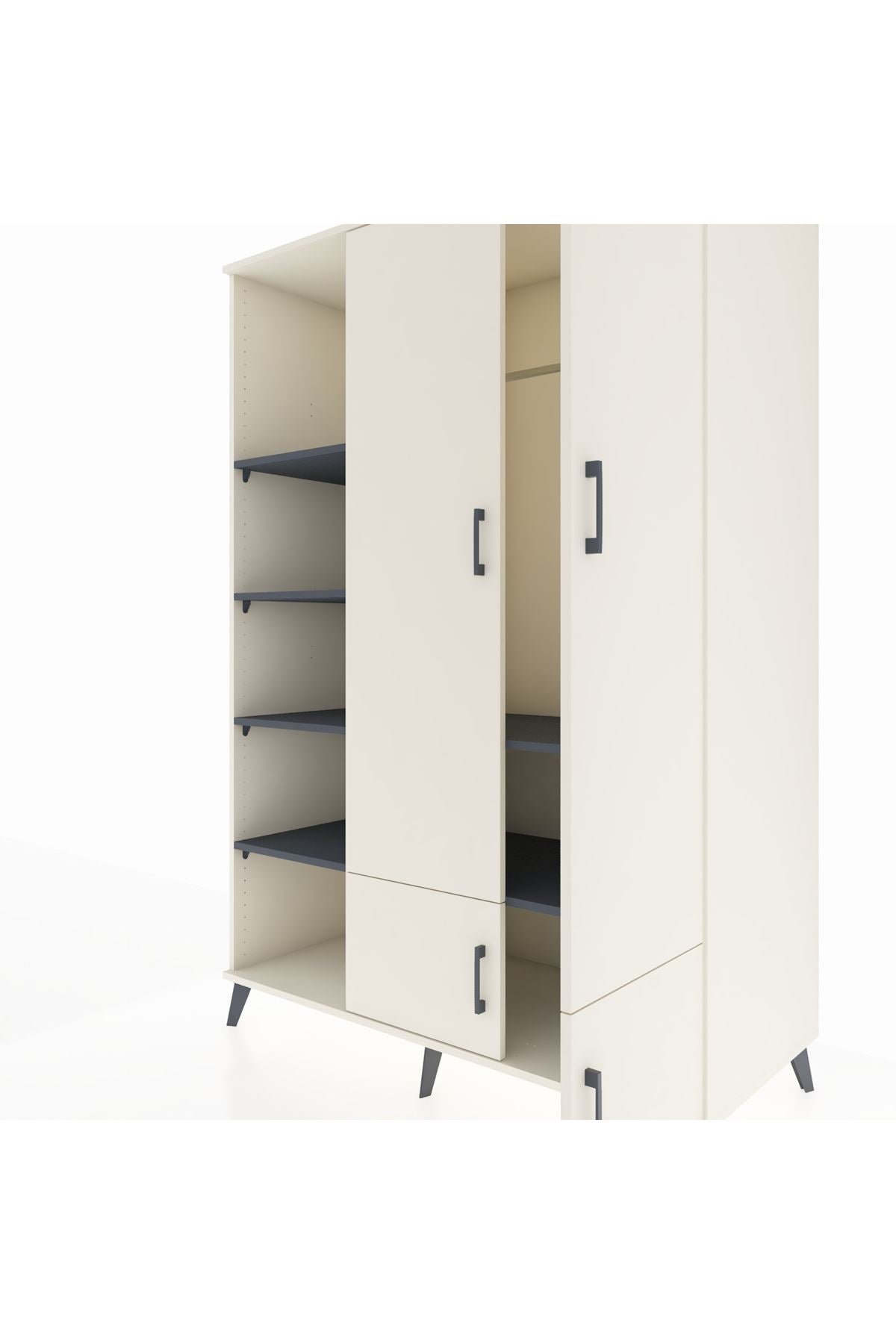 Kronos Dolap 6 Raflı 4 Kapaklı Tek Askılı 132x59x195 Aytaşı-Aytaşı/Antrasit