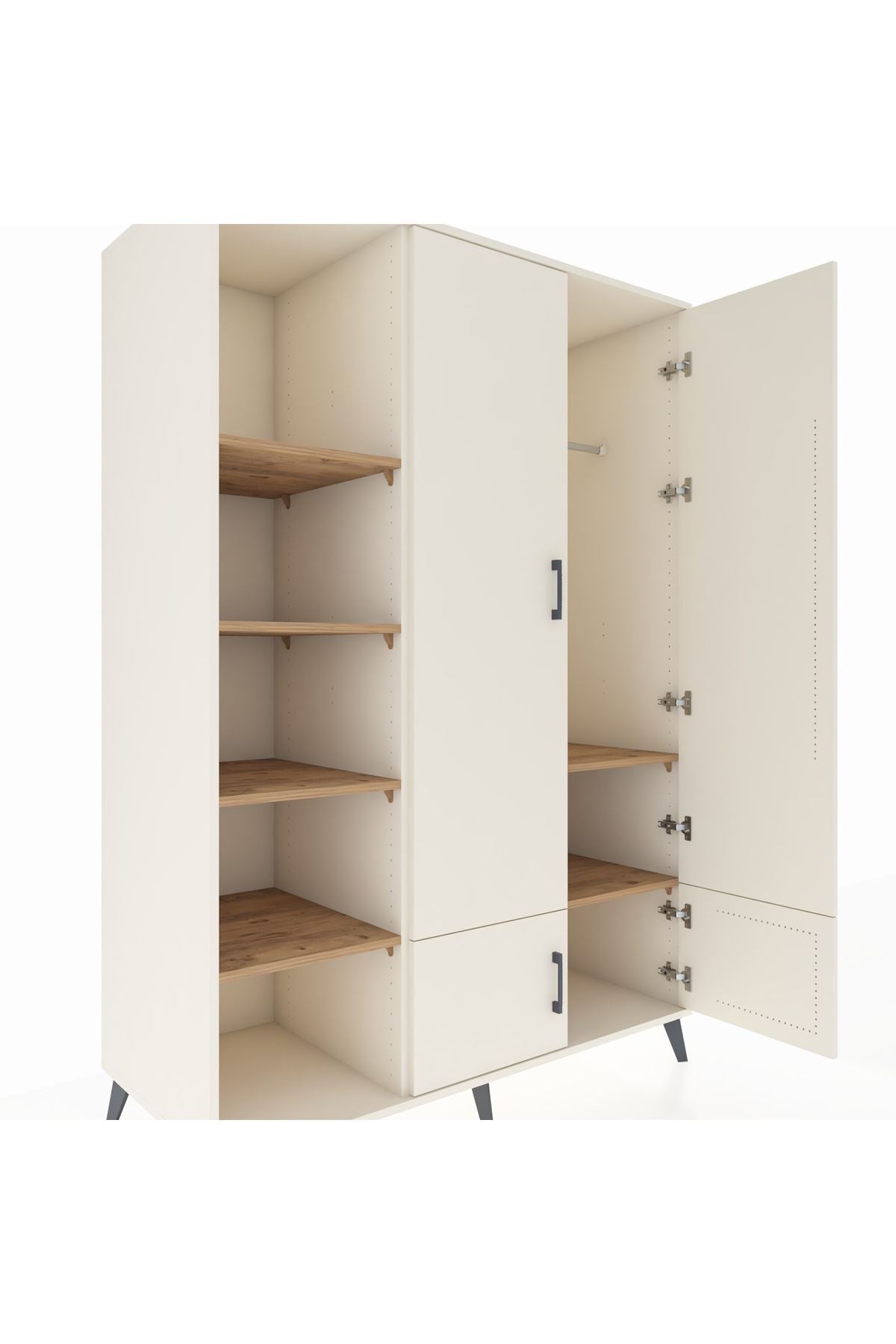 Kronos Dolap 6 Raflı 4 Kapaklı Tek Askılı 132x59x195 Aytaşı-Aytaşı/Çam