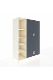 Kronos Dolap 6 Raflı 4 Kapaklı Tek Askılı 132x59x195 Aytaşı-Antrasit/Aytaşı