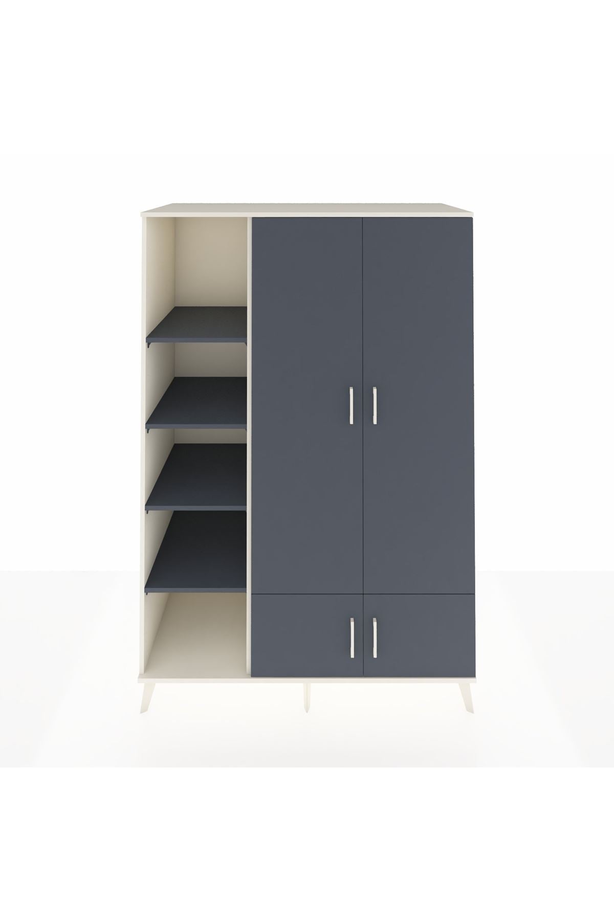 Kronos Dolap 6 Raflı 4 Kapaklı Tek Askılı 132x59x195 Aytaşı-Antrasit/Antrasit