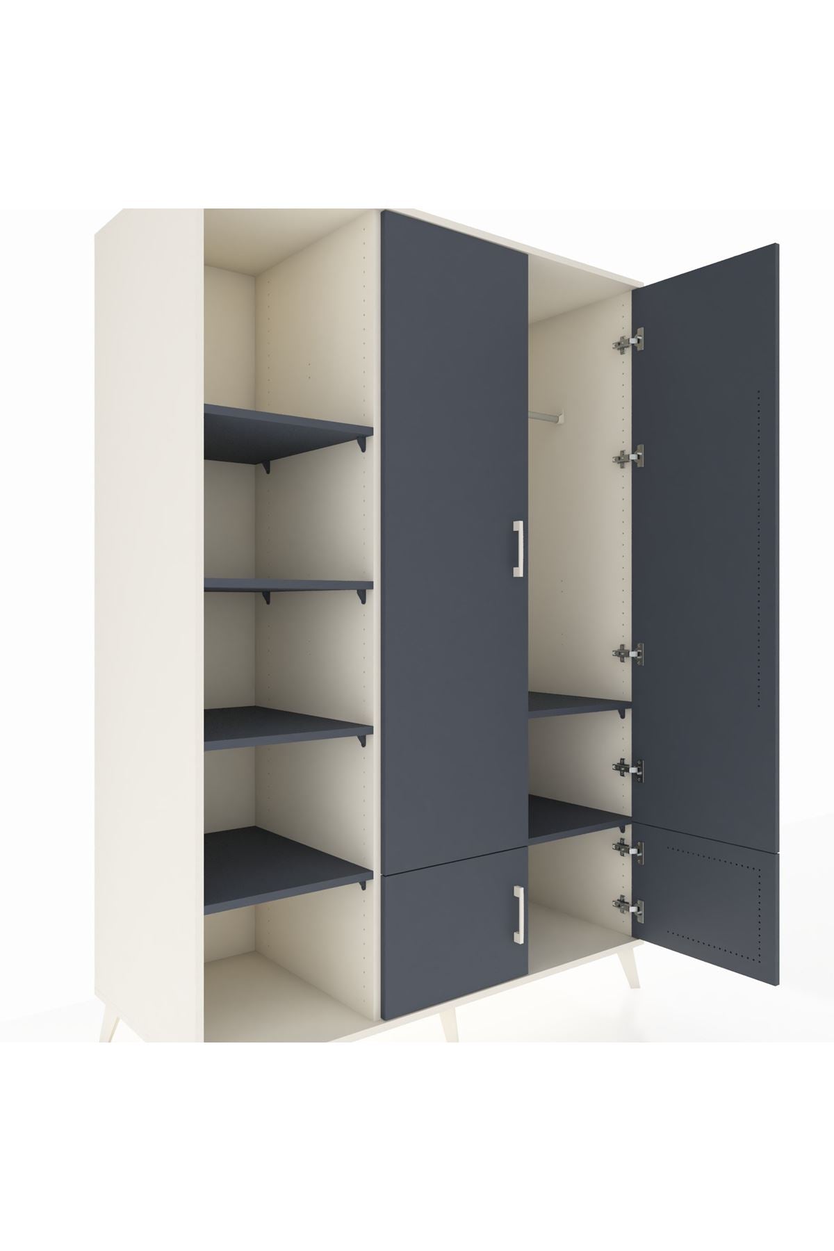 Kronos Dolap 6 Raflı 4 Kapaklı Tek Askılı 132x59x195 Aytaşı-Antrasit/Antrasit