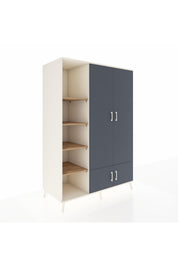 Kronos Dolap 6 Raflı 4 Kapaklı Tek Askılı 132x59x195 Aytaşı-Antrasit/Çam