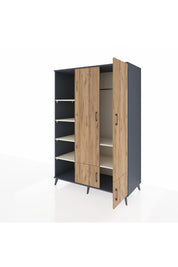 Kronos Dolap 6 Raflı 4 Kapaklı Tek Askılı 132x59x195 Antrasit-Çam/Aytaşı